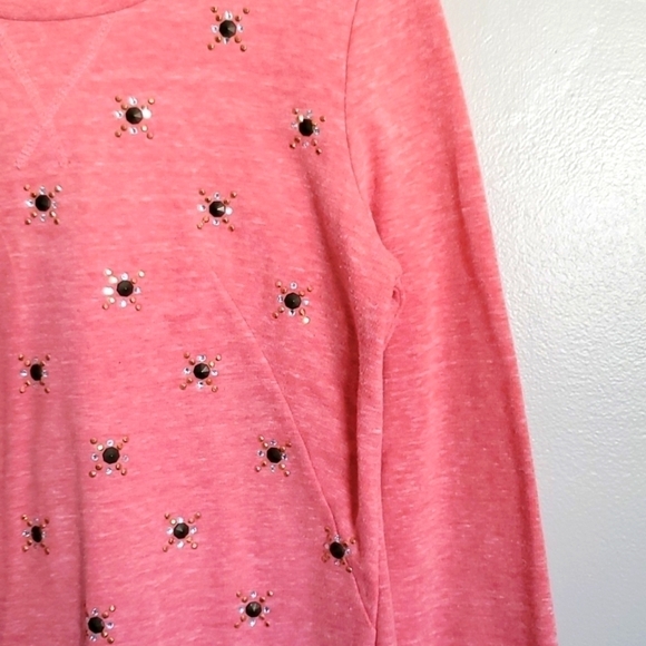Xhilaration sweatshirt size M peach pink stars‎ long sleeve top starburst gems - Picture 4 of 8